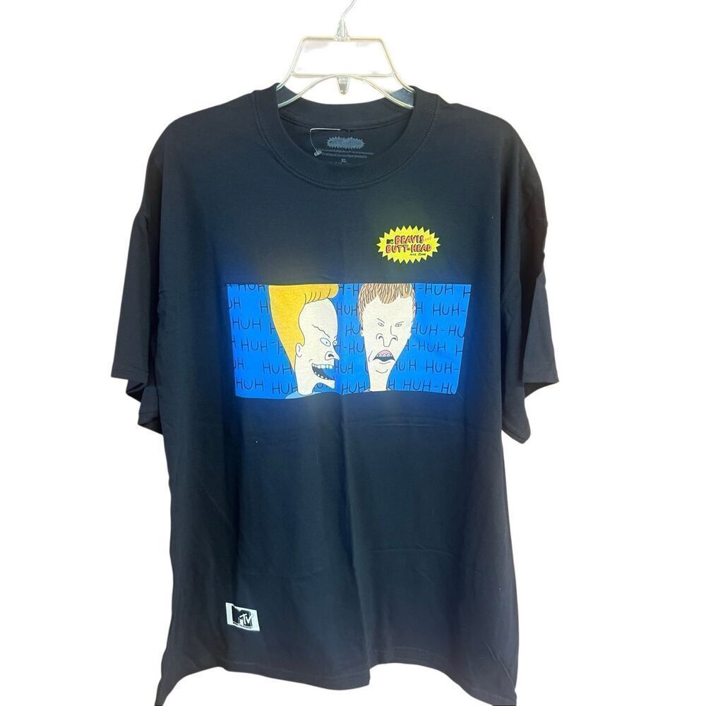 MTV Beavis and Butt-Head black graphic t-shirt Black Sz XL NWOT